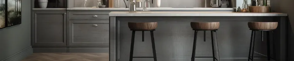 Rustic gray kitchen cabinets